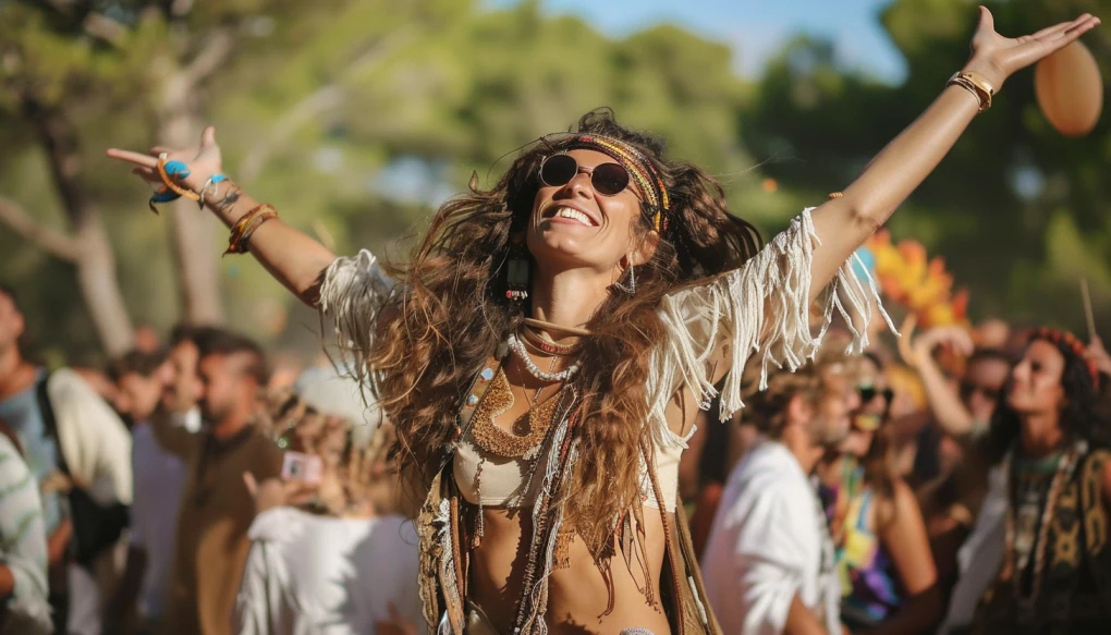 spirit fest woman with open arm smiling of joy